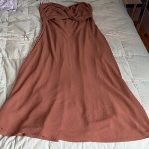 miami Strapless Twist-Neck Dress in Rust